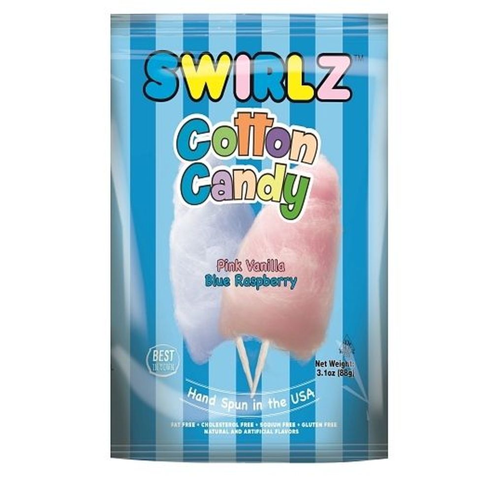 Swirlz Pink Vanilla Blue Raspberry Cotton Candy, 3.1 Ounce -- 12 Per Case