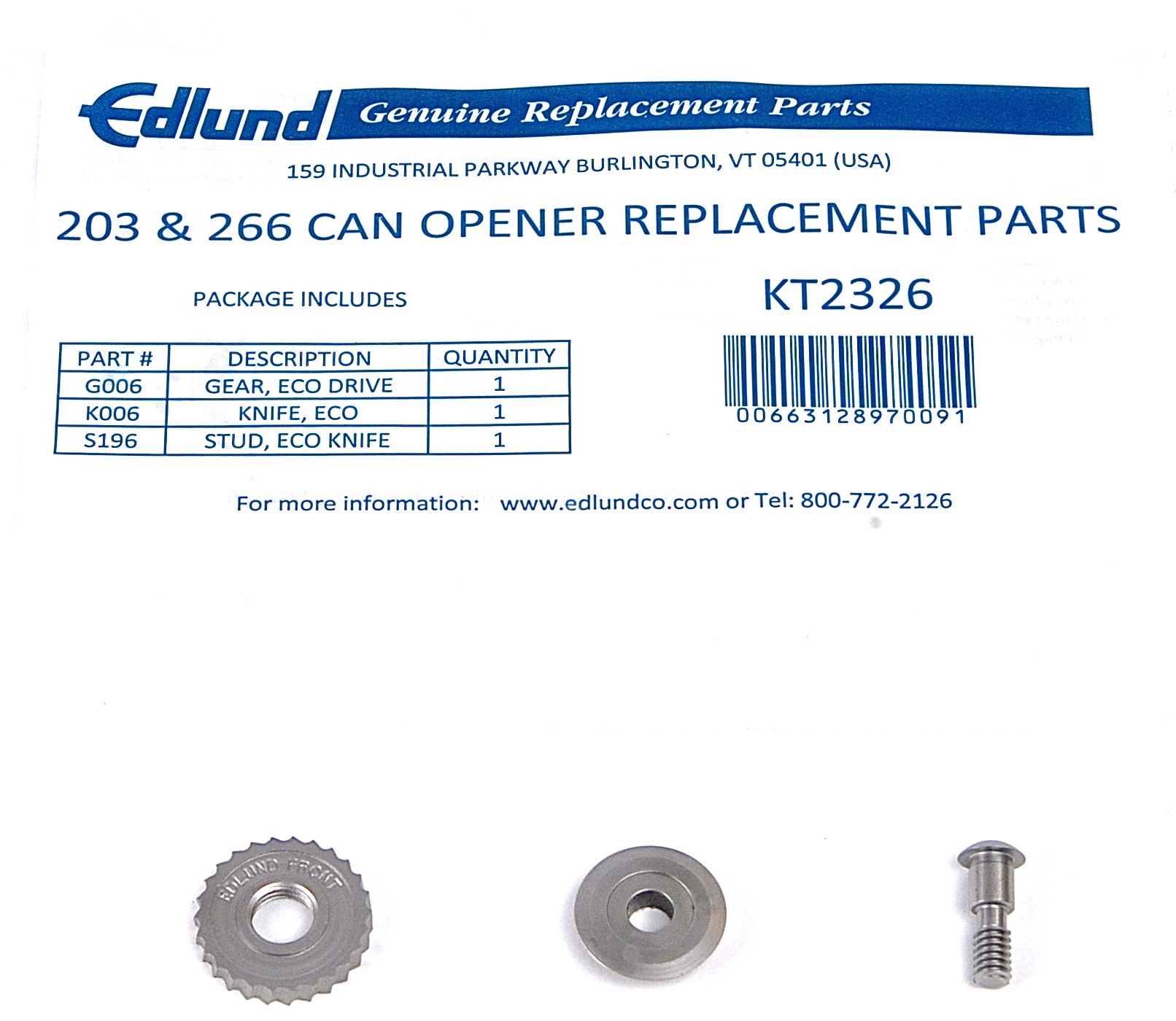 Edlund Knife And Gear Replacement Kit