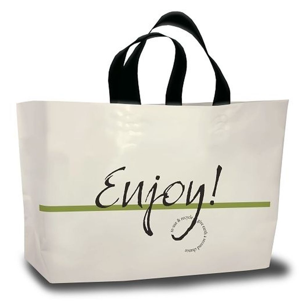 Command Packaging 24 X 14 X 11 Inch Plastic Enjoy Logo Soft Loop Carry Out Bag, 500 Count -- 500 Per Case