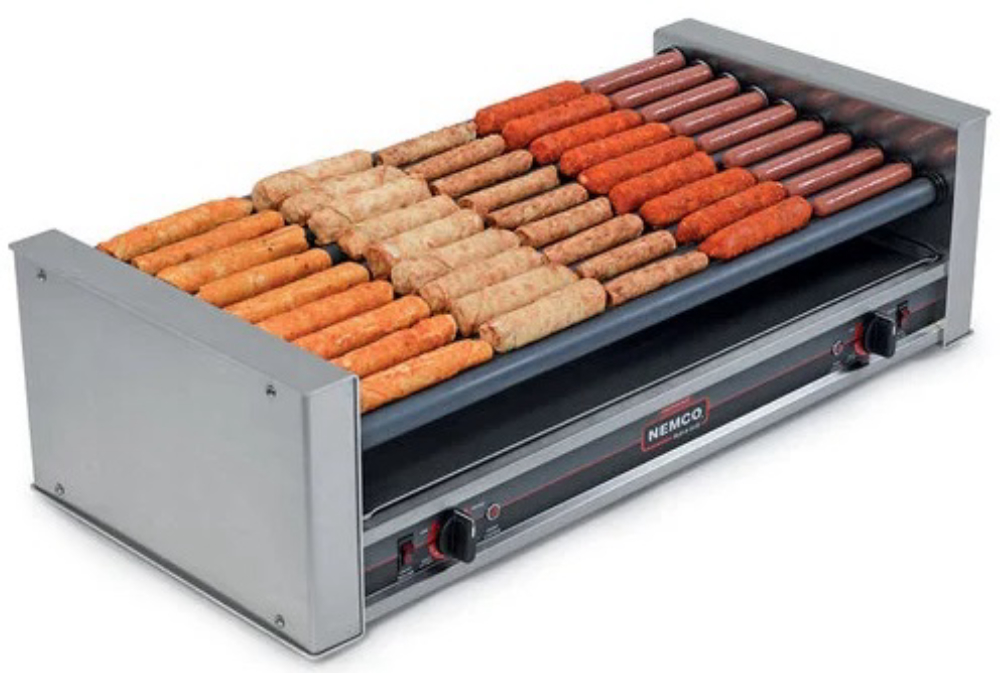Nemco Slanted 36 Hot Dogs Roller Grill with Gripsit