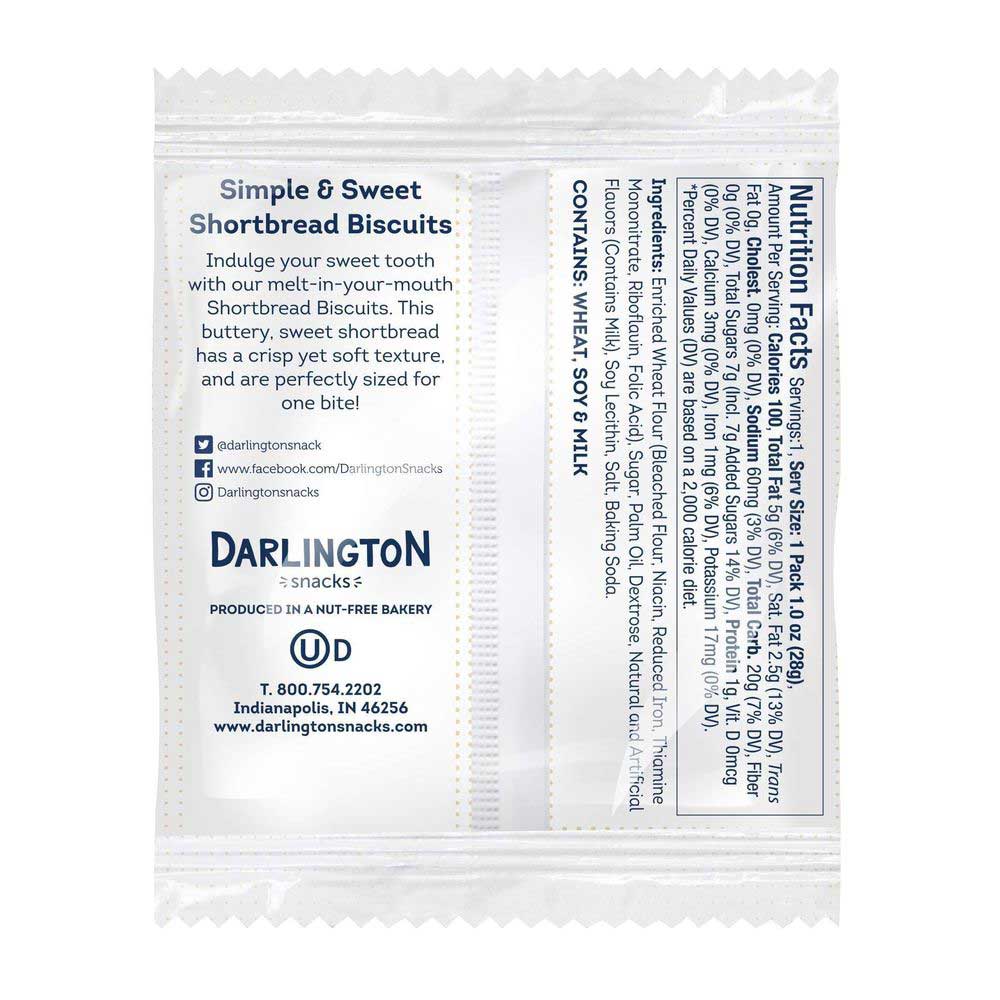 Darlington Individually Wrapped Shortbread Biscuit Bites, 1 Ounce -- 108 Per Case