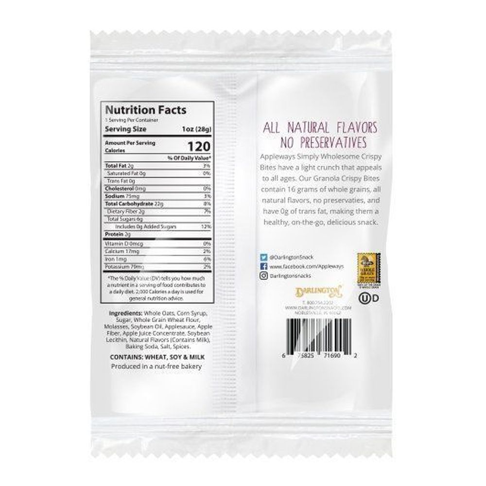 Appleways Individually Wrapped Granola Crispy Bites, 1 Ounce -- 108 Per Case