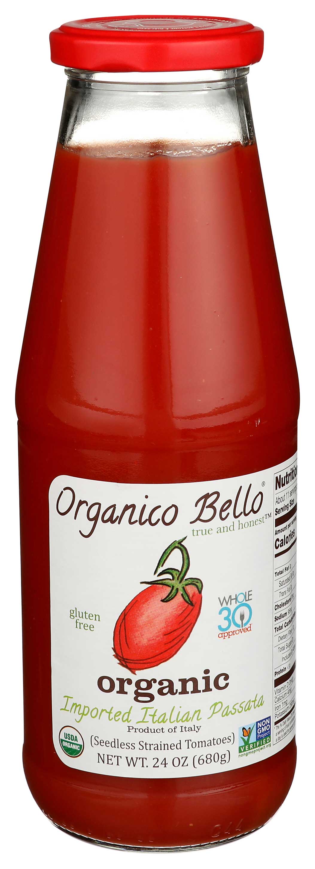 Organico Bello Organic Italian Strained Tomato, 28 Ounce -- 12 Per Case