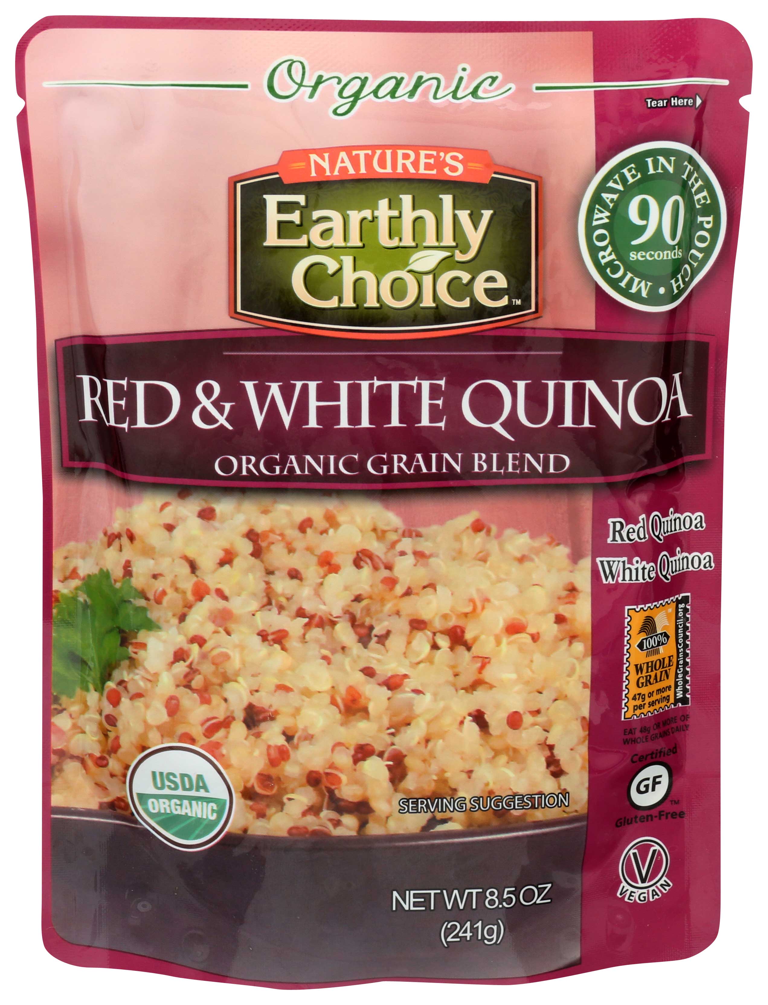Nature's Earthly Choice Organic Microwaveable Red And White Quinoa Grain Blend, 8.5 Ounce -- 6 Per Case