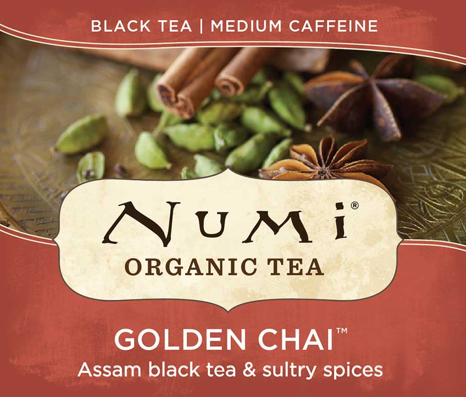 Numi Organic Golden Chai Black Tea -- 100 per case.