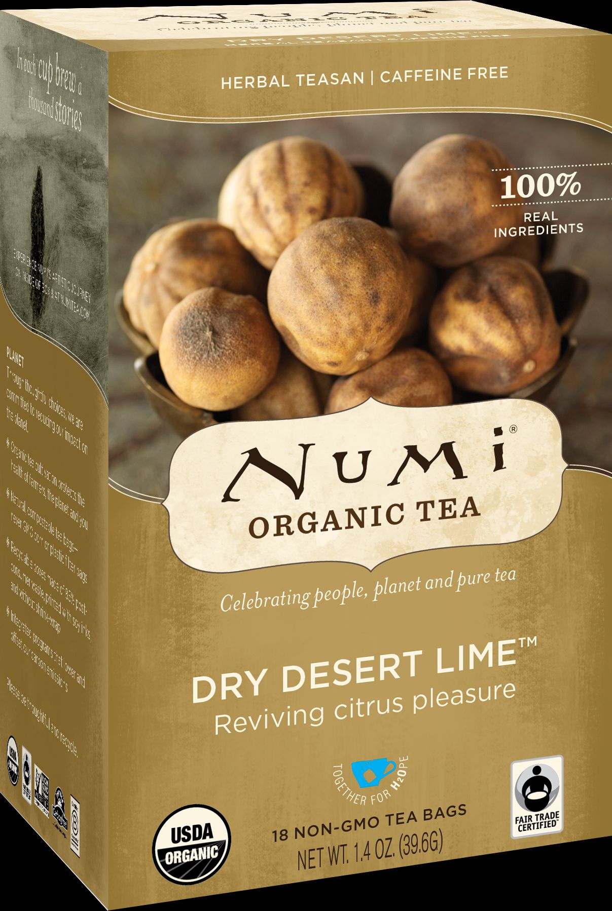 Numi Organic Dry Desert Lime Herbal Tea, 18 Tea Bags Count -- 6 Per Case