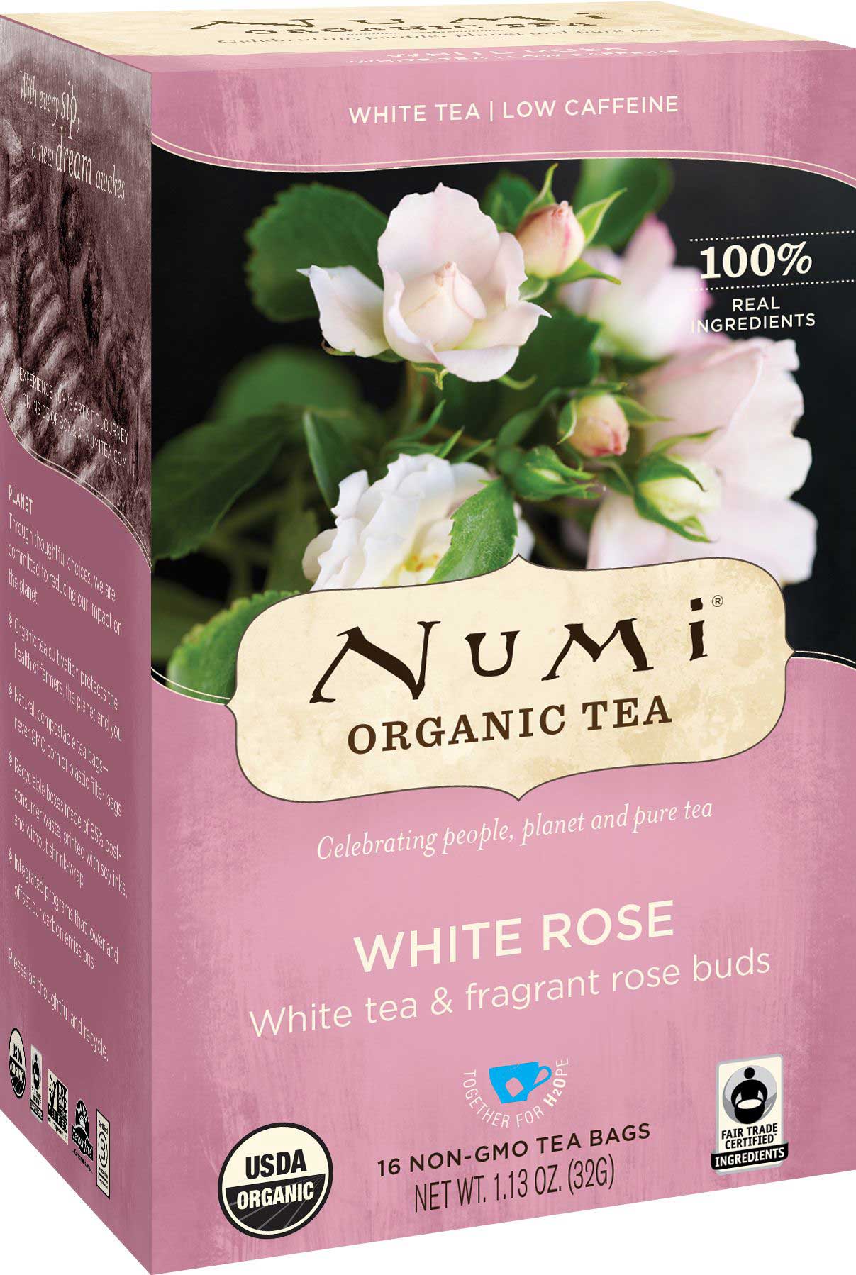 Numi Organic White Rose Tea, 16 Tea Bags Count -- 6 Per Case