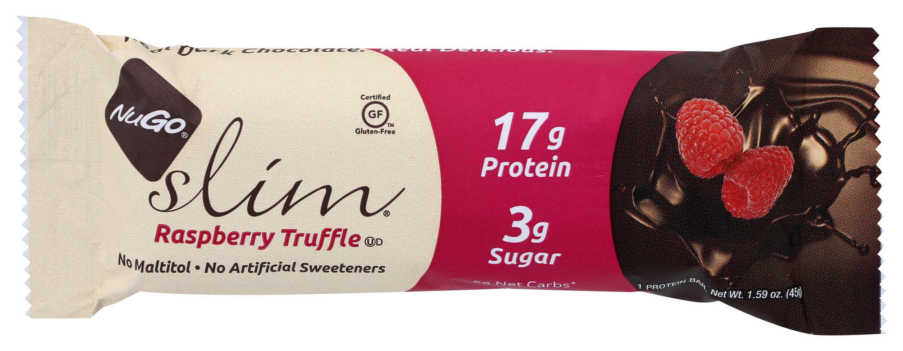 Nugo Slim Raspberry Truffle Nutrition Bar, 1.59 Ounce -- 12 Per Case