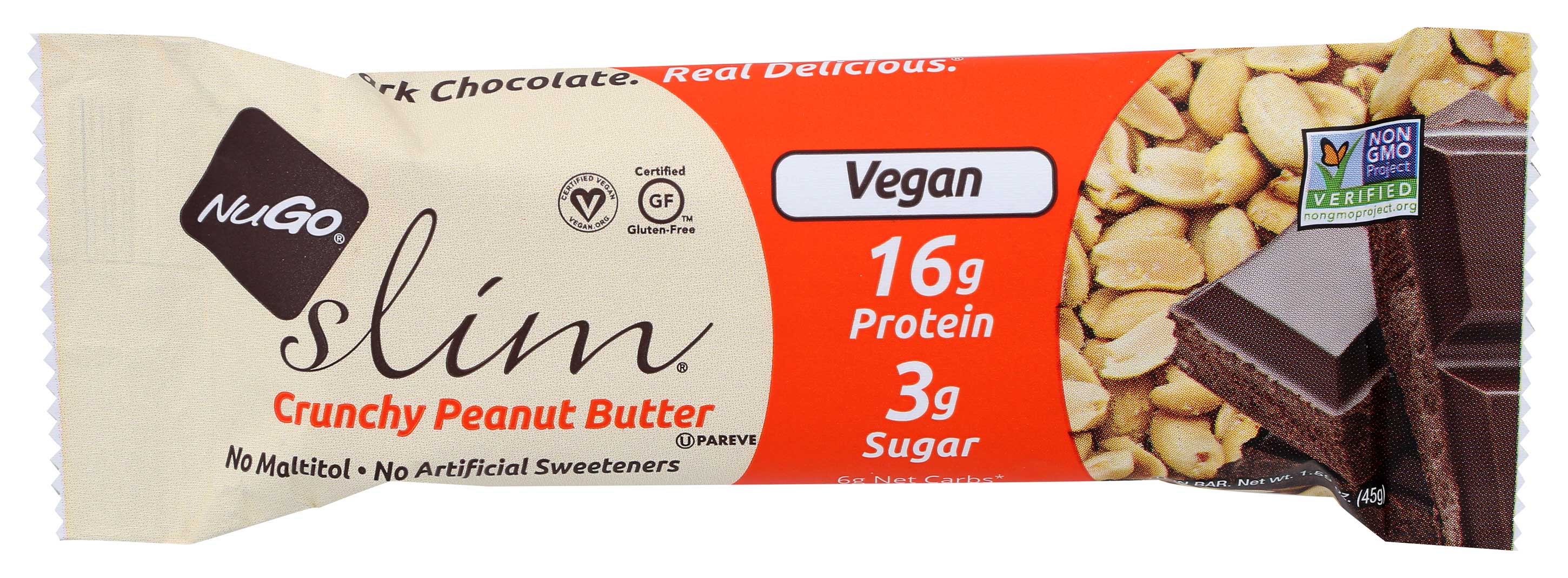 Nugo Slim Crunchy Peanut Butter Nutrition Bar, 1.59 Ounce -- 12 Per Case