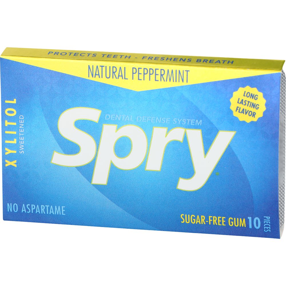 Spry Peppermint Chewing Gum, 10 Count -- 20 Per Case