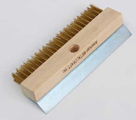 American Metalcraft Replacement Wooden Pizza Oven Brush With Brass Bristles And Steel Scraper