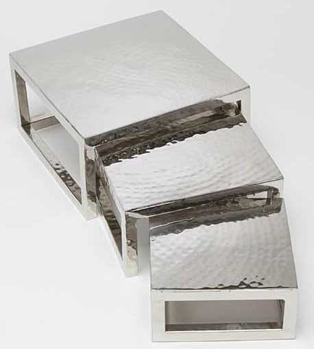 American Metalcraft Square Hammered Stainless Steel Frame 3 Piece Riser ...
