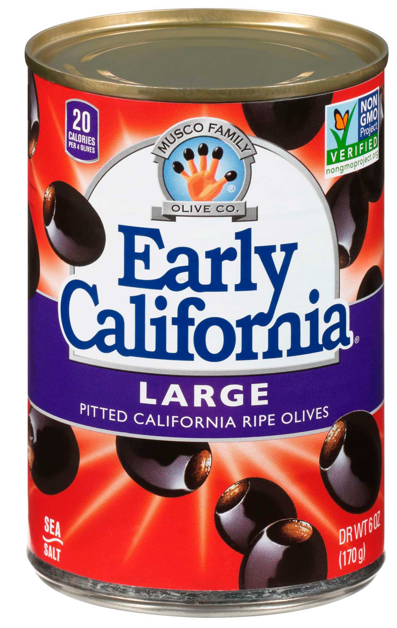 Early California Large Pitted Black Ripe Olives Case