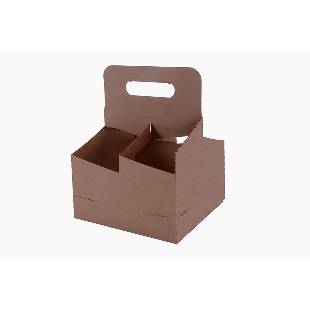 Southern Champion Tray Kraft Paperboard 4 Cup Drink Carrier With Handle, 4 Cups Up To 44 Ounce Capacity -- 250 Per Case