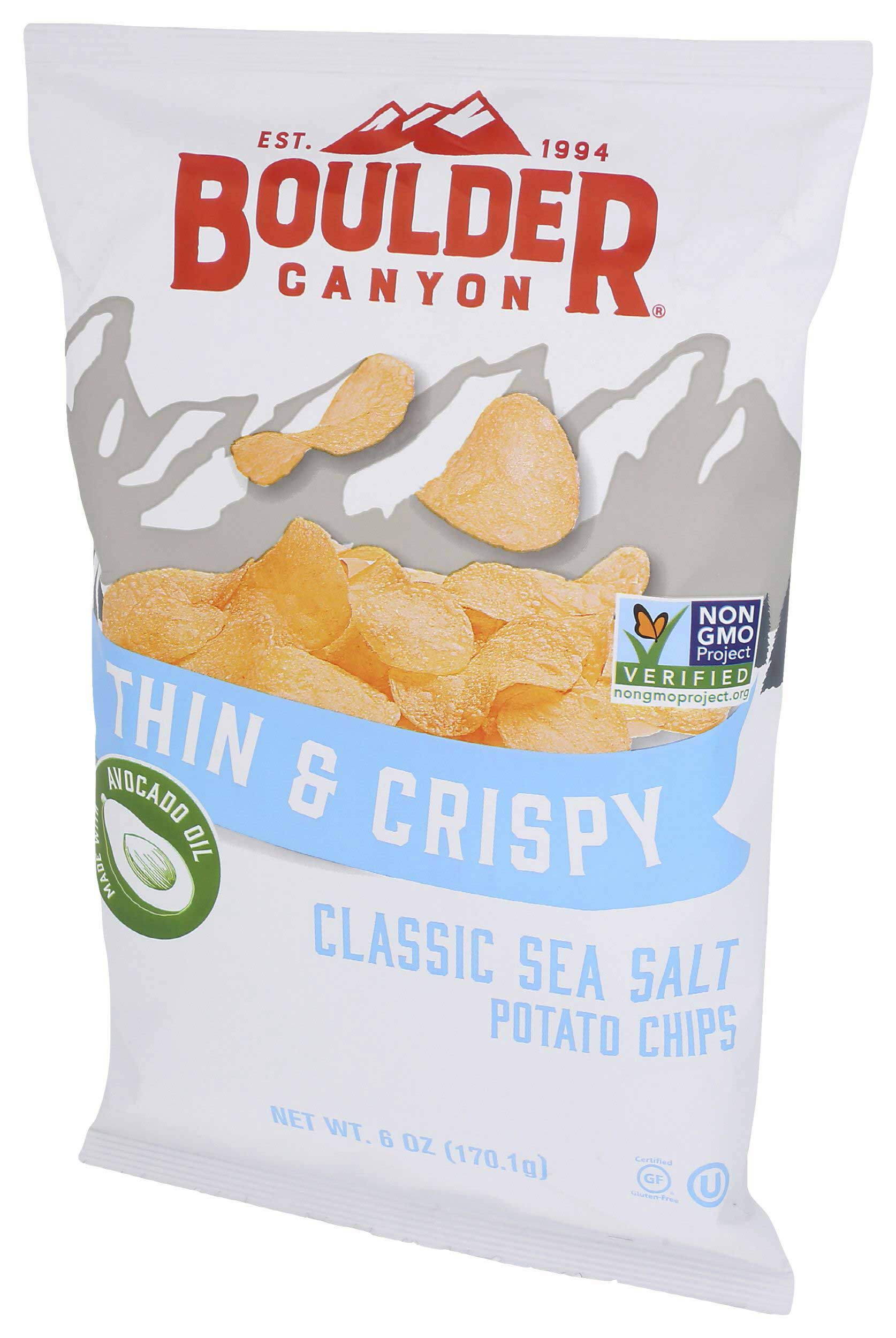 Boulder Canyon Thin and Crispy Classic Sea Salt Avocado Oil Potato Chips, 6 Ounce -- 12 per case