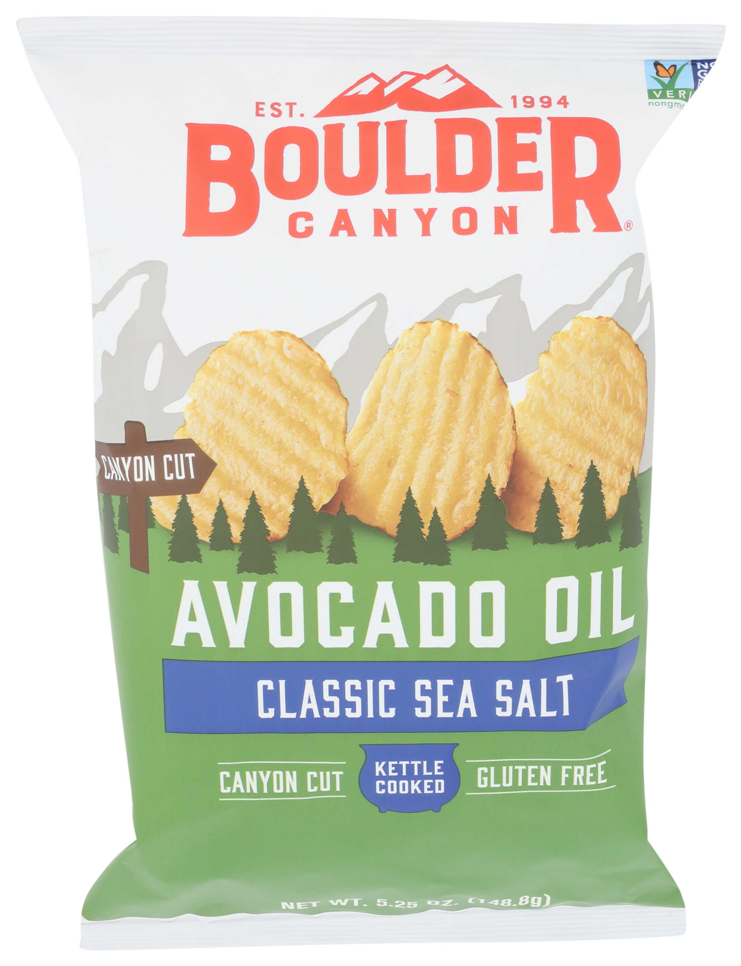Boulder Canyon Avocado Oil Canyon Cut Classic Sea Salt Potato Chips, 5.25 Ounce -- 12 Per Case