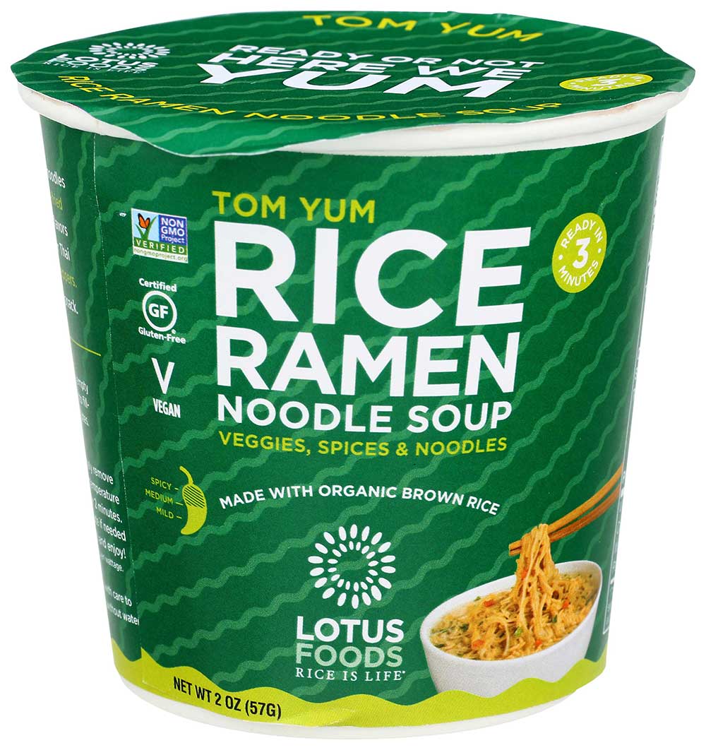 Lotus Foods Tom Yum Brown Rice Ramen Noodle Soup Cup, 2 Ounce -- 6 Per Case