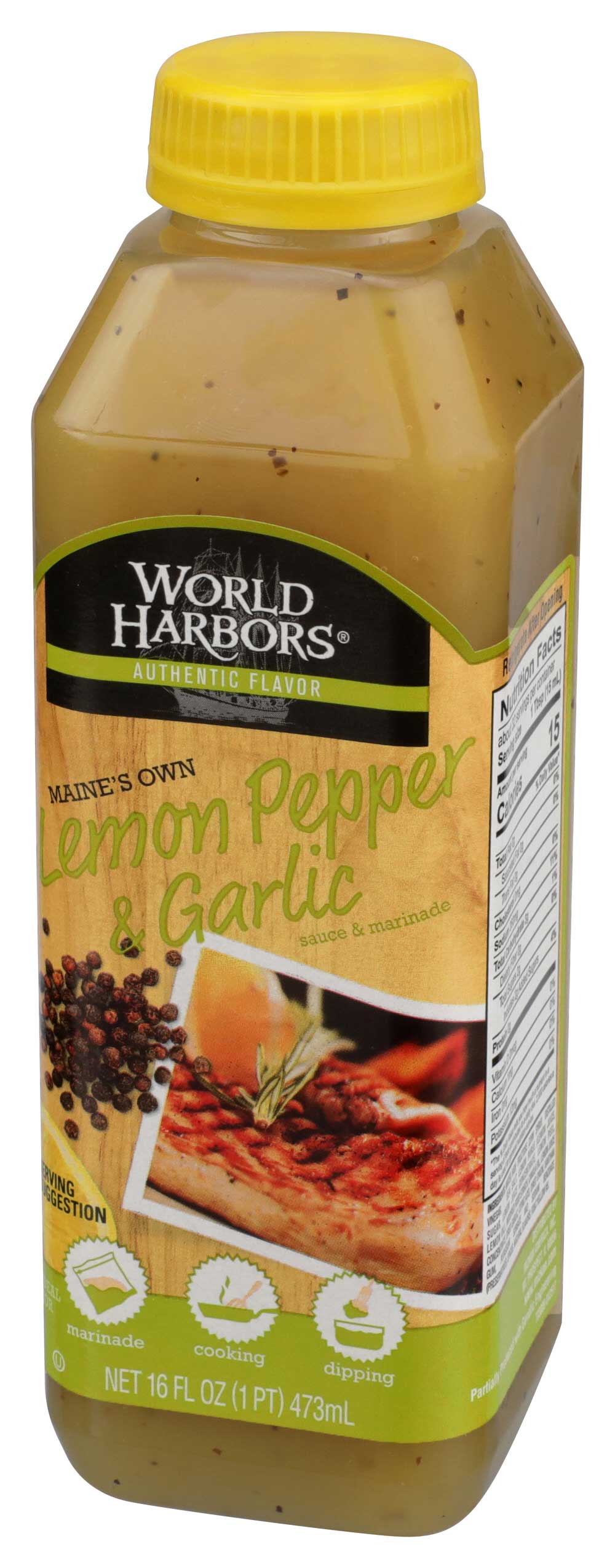 World Harbors Maines Own Lemon Pepper And Garlic Marinade And Sauce, 16 Ounce -- 6 Per Case
