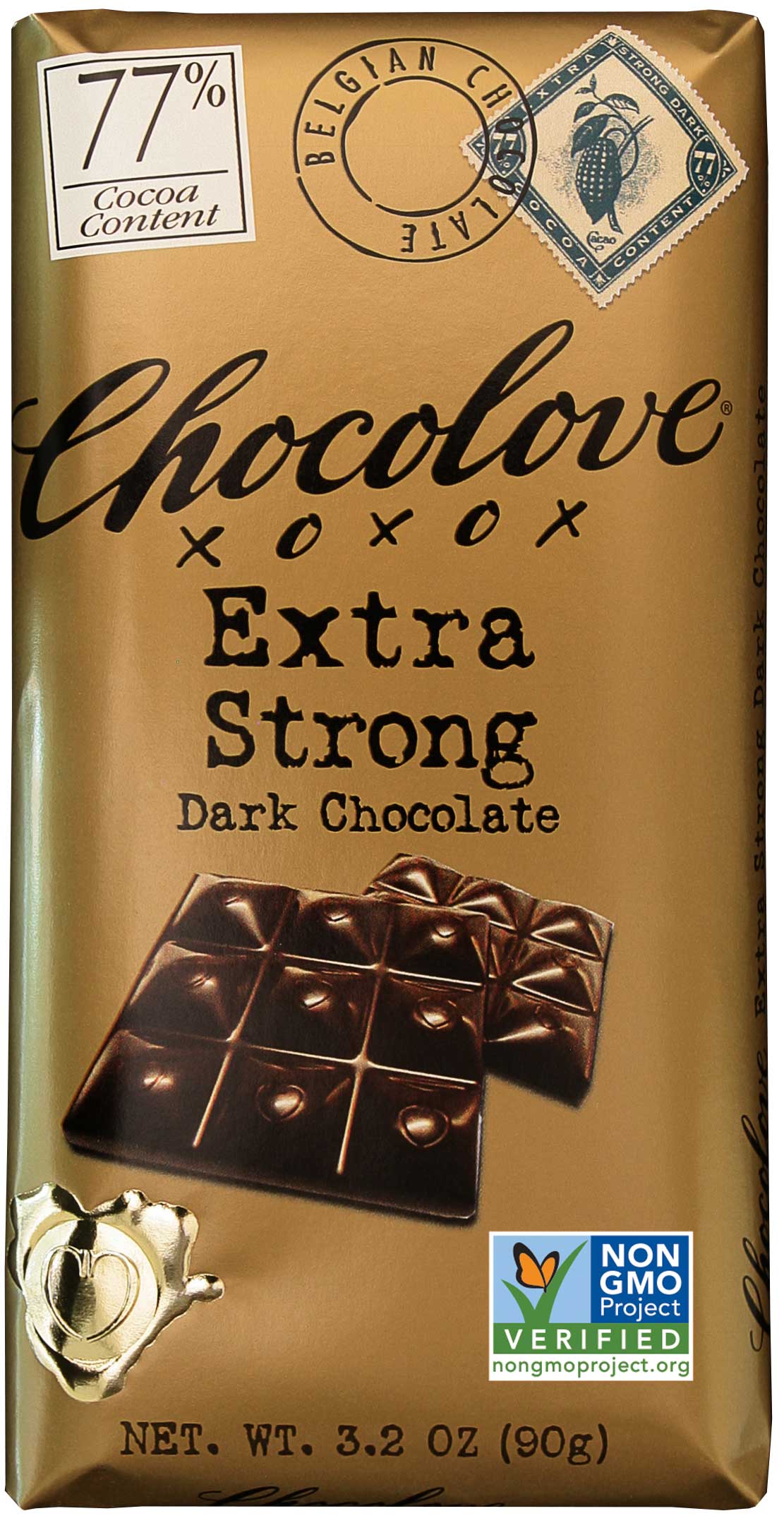 Chocolove Xoxox Extra Strong Dark Chocolate Bar, 3.2 Ounce -- 144 per case