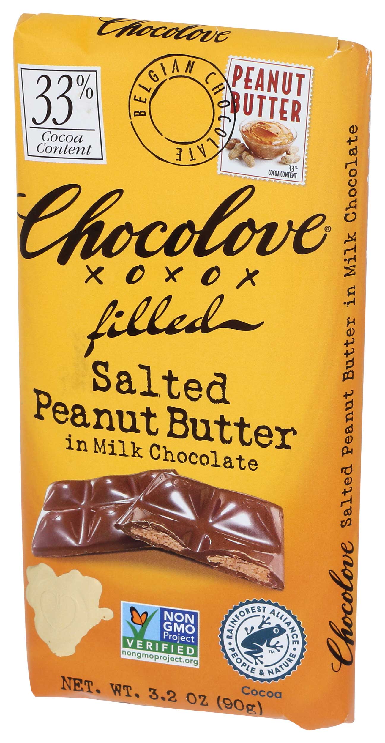 Chocolove Xoxox Salted Peanut Butter in Milk Chocolate Bar, 3.2 Ounce -- 10 per case