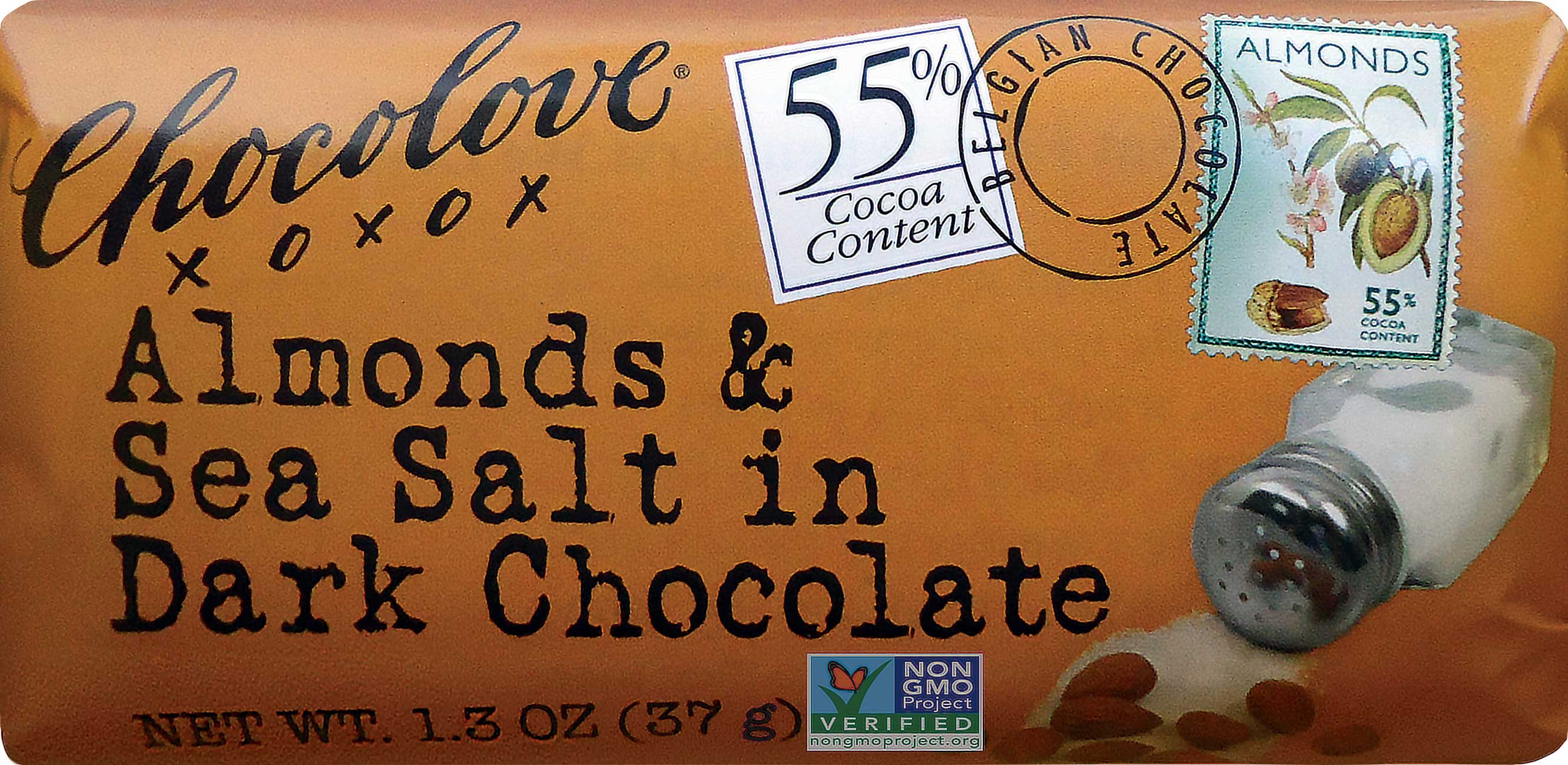 Chocolove Almonds And Sea Salt In Dark Chocolate Mini Bar, 1.3 Ounce -- 144 Per Case