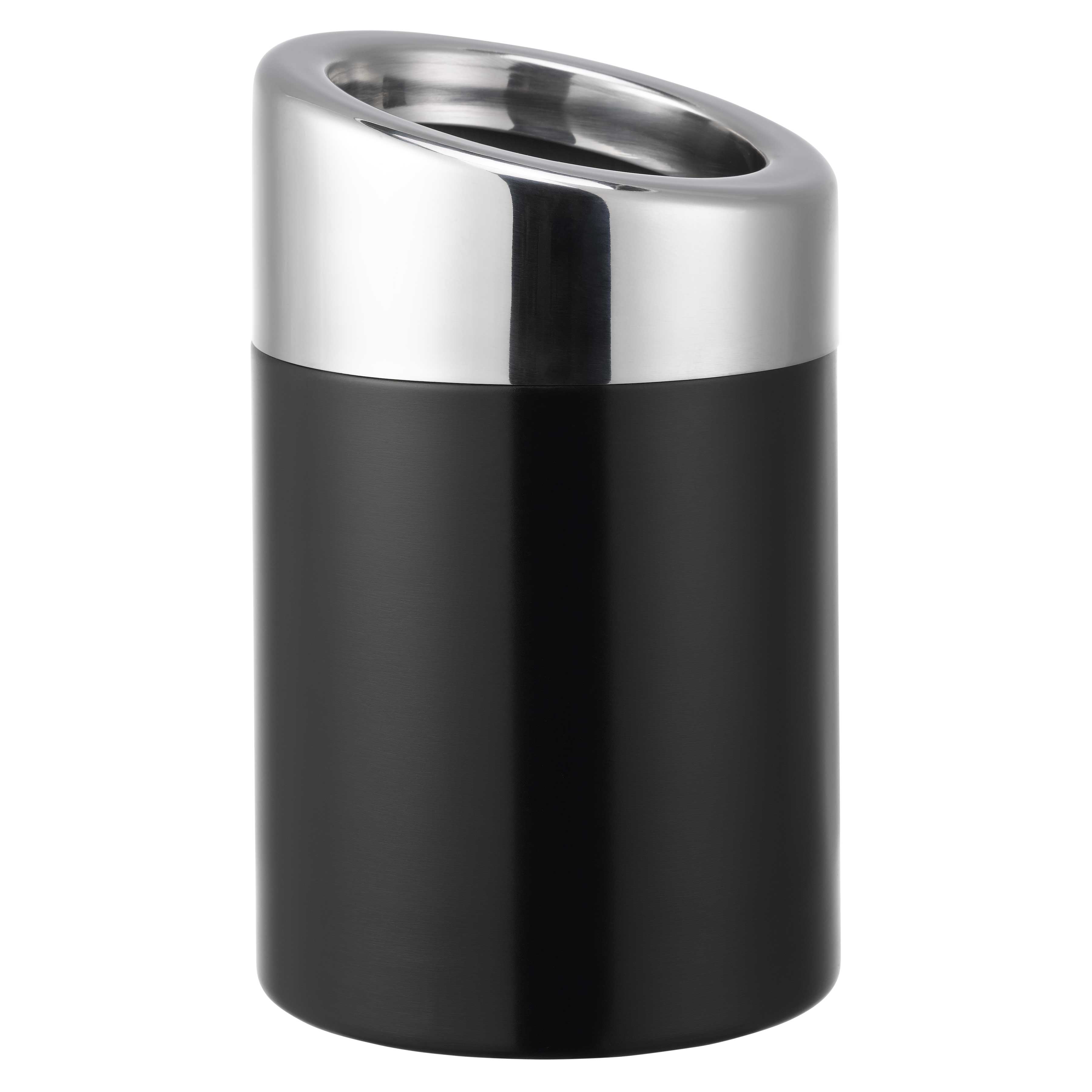 Service Ideas Black Onyx Mini Tabletop Trash Can, 1.5liter
