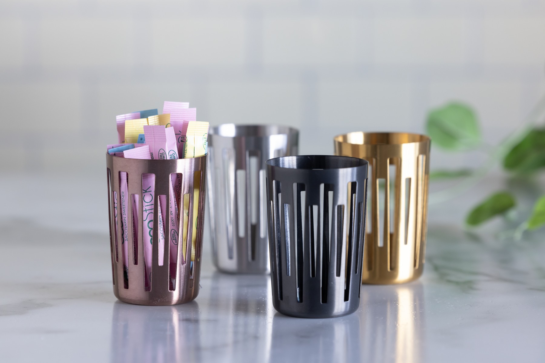 Service Ideas Mod18 Deco Rose Gold Sugar Stick Holder, 3 Inch Width X 2.625 Inch Height