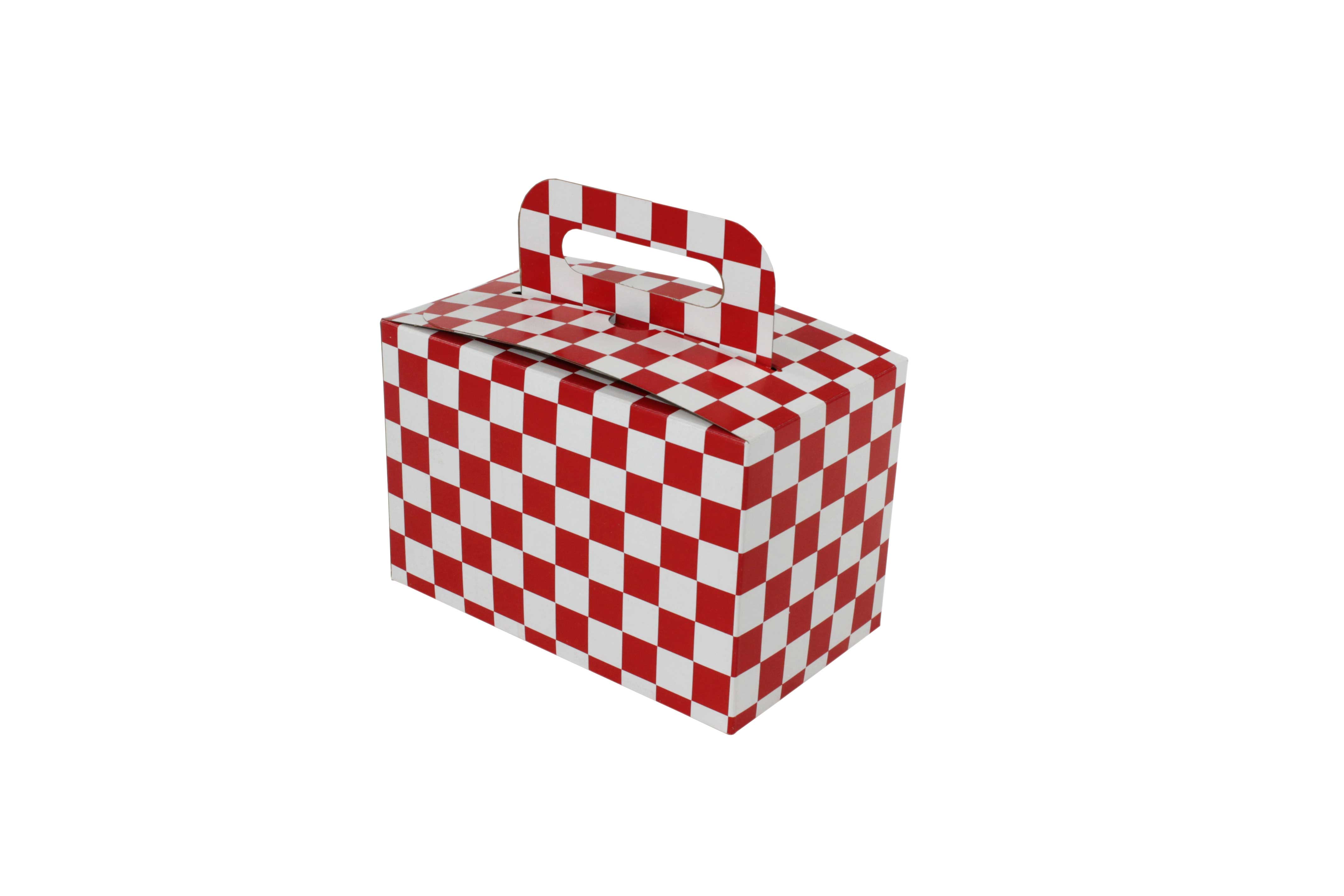 Boxit Red Print Checkerboard Stackable To Go Meal Box, 8 x 4.875 x 5.25 ...