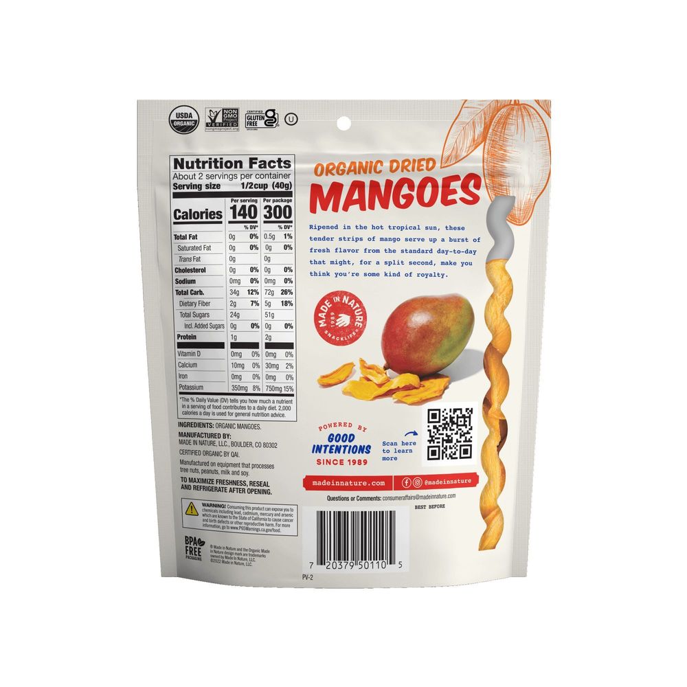 Made In Nature Organic Dried Mango Fruit, Shipper, 3 Ounce -- 36 Per Case