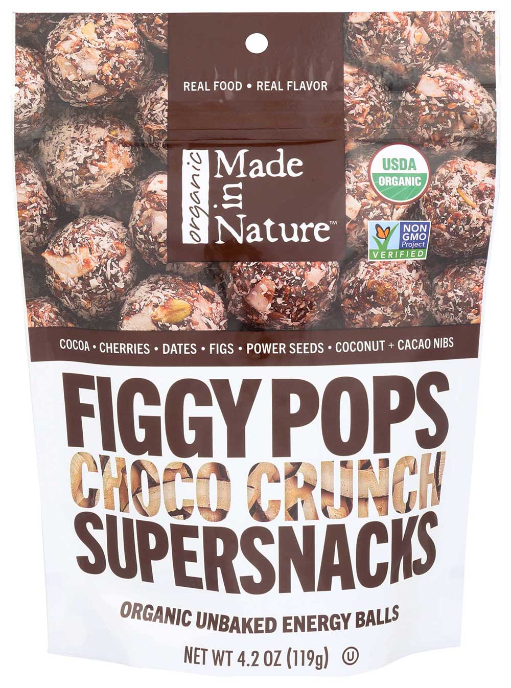 Made In Nature Organic Choco Crunch Figgy Pops Supersnacks, 4.2 Ounce -- 6 per case.