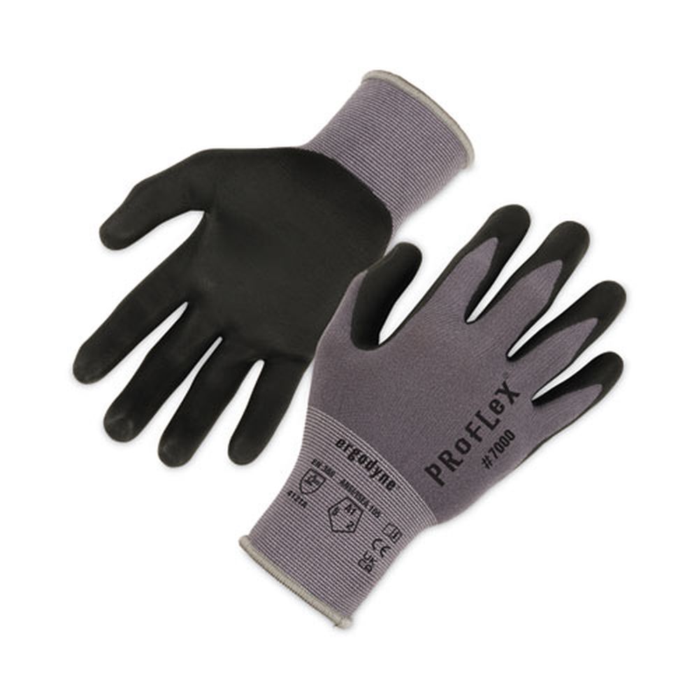 Ergodyne Proflex 7000 Gray Microfoam Palm X Large Nitrile Coated Gloves -- 12 Pairs Per Case