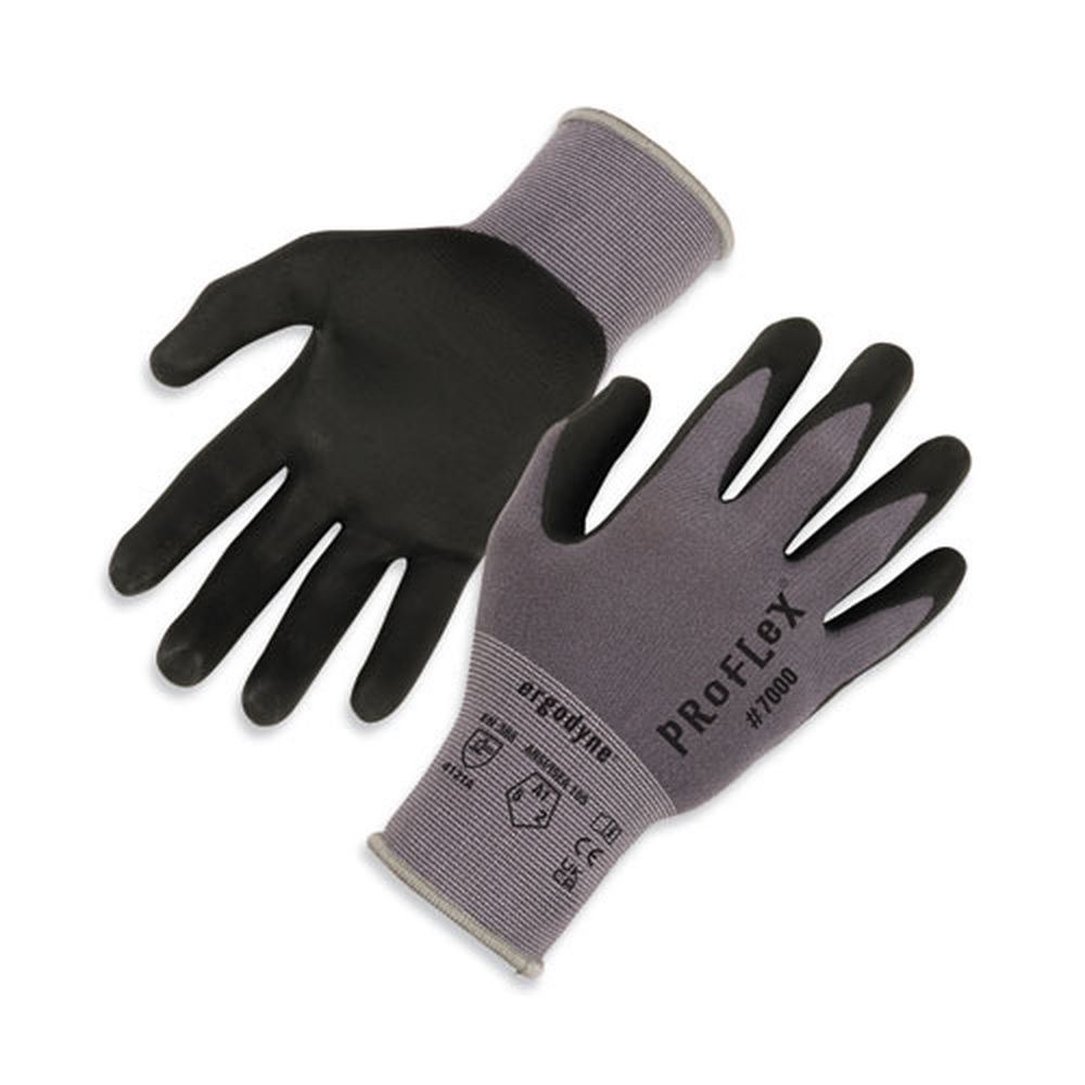 Ergodyne Proflex 7000 Gray Microfoam Palm 2x Large Nitrile Coated Gloves
