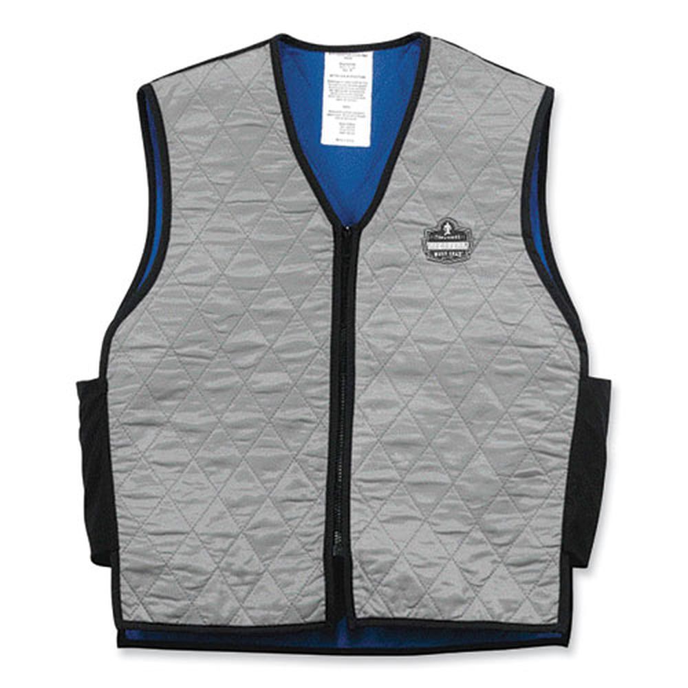 ergodyne Chill-Its 6665 Nylon/Polymer Medium Gray Embedded Polymer Cooling Vest with Zipper