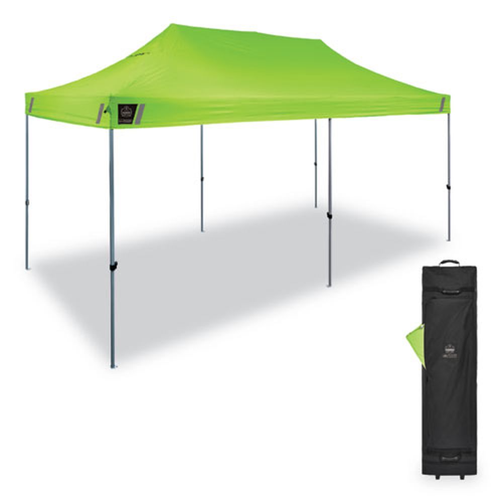 Ergodyne Shax 6015 Polyester And Steel Single Skin Lime Heavy Duty Pop Up Tent, 10 X 20 Feet