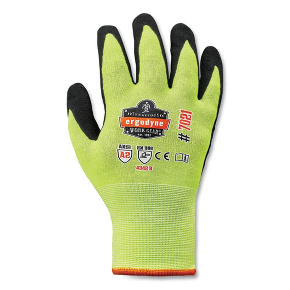 Ergodyne Proflex 7021 Lime X Large Hi-vis Nitrile Coated Cut Resistant Gloves