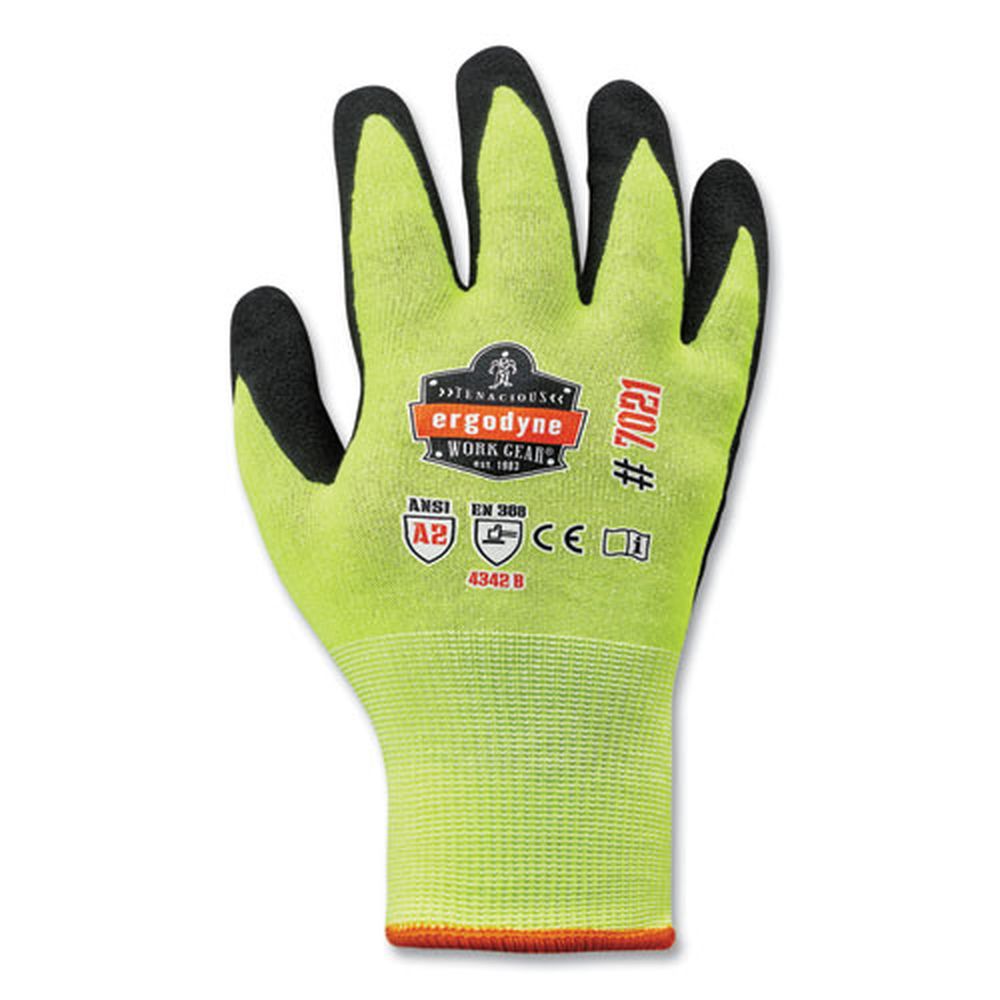 Ergodyne Proflex 7021 Lime 2x Large Hi-vis Nitrile Coated Cut Resistant Gloves