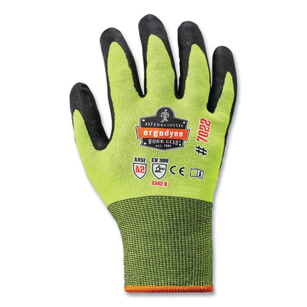 Ergodyne Proflex 7022 Lime 2x Large Hi-vis Nitrile Coated Cut Resistant Gloves