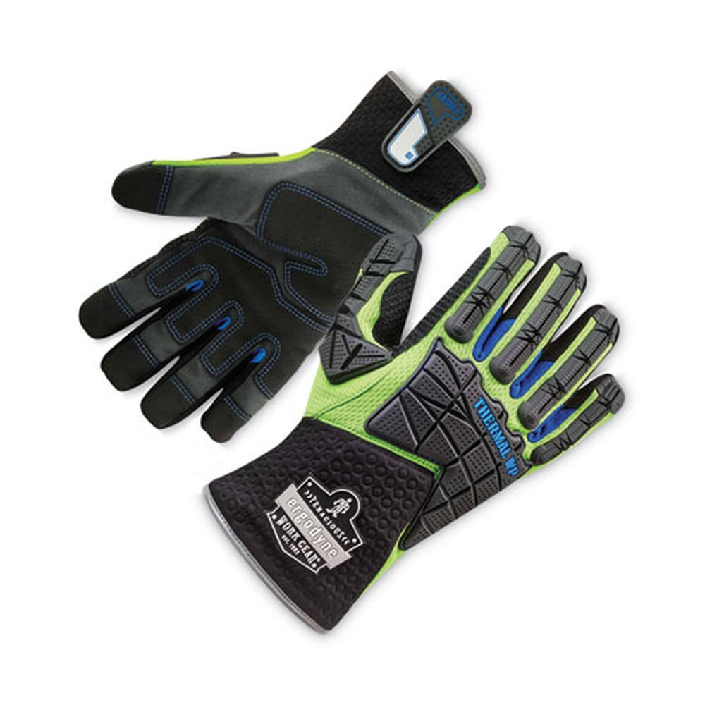 ergodyne ProFlex 925WP Black and Lime Medium Performance Dorsal Impact Reduce Thermal Waterproof Glove