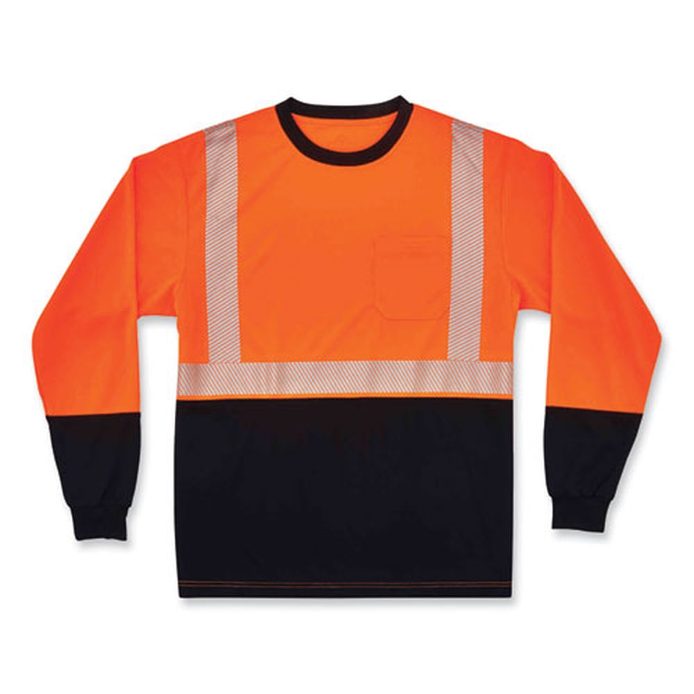 ergodyne GloWear 8281BK Polyester Medium Orange Class 2 Long Sleeve Shirt with Black Bottom