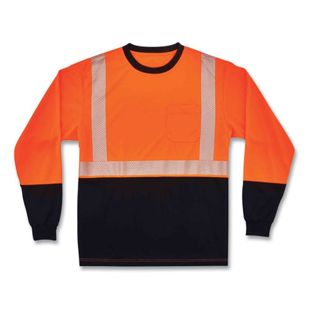 ergodyne GloWear 8281BK Polyester Large Orange Class 2 Long Sleeve Shirt with Black Bottom
