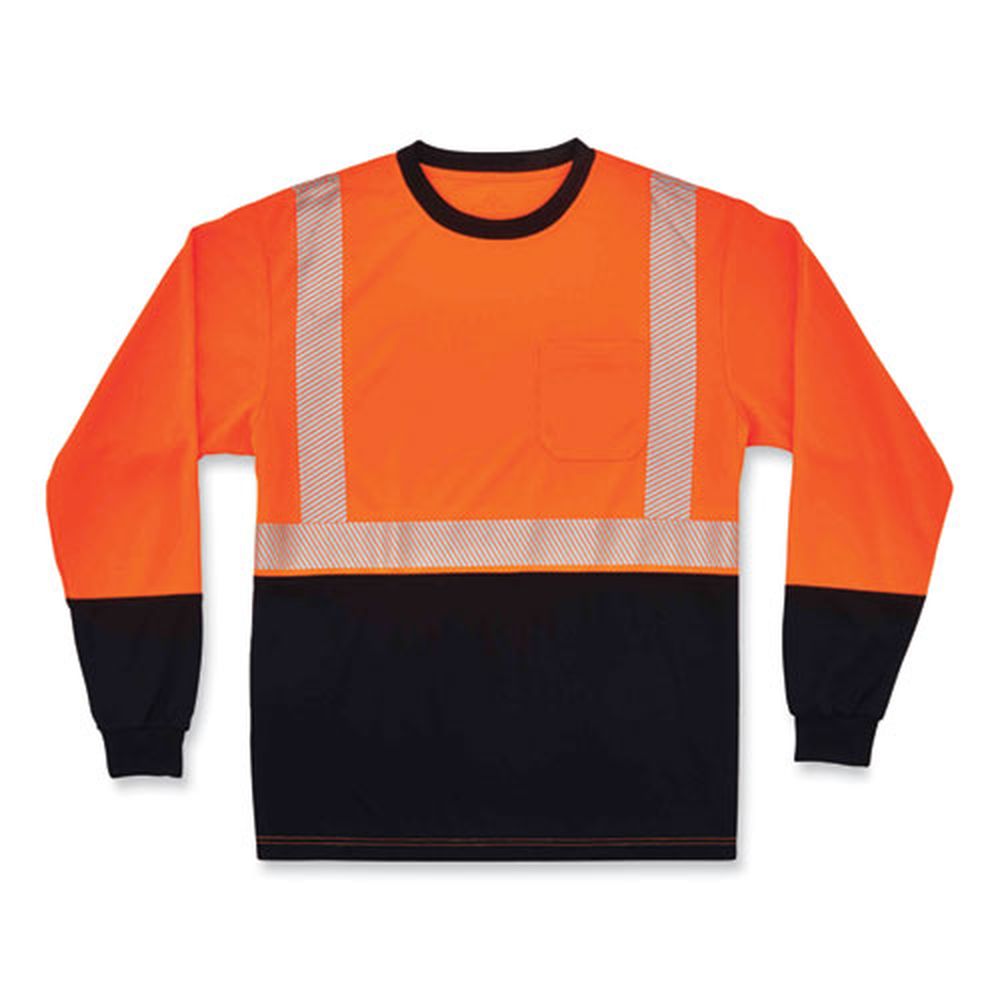 ergodyne GloWear 8281BK Polyester Extra Large Orange Class 2 Long Sleeve Shirt with Black Bottom