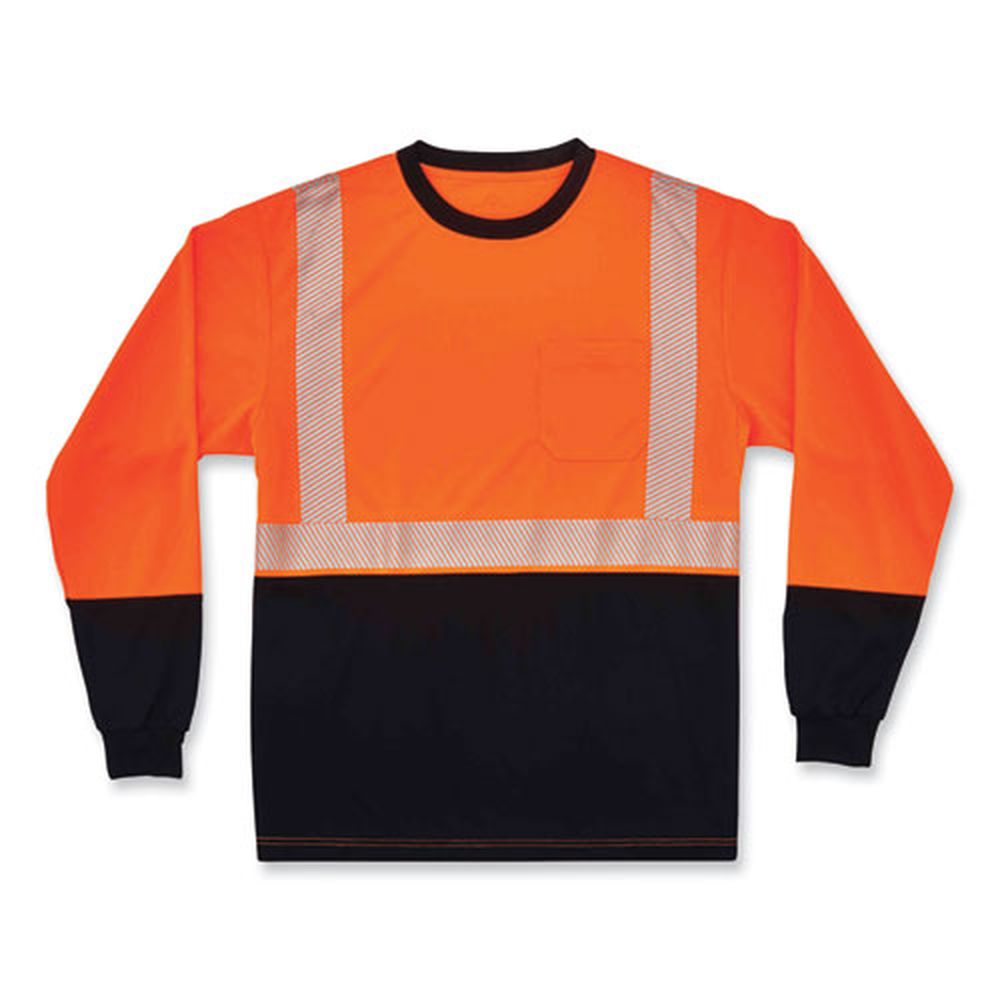 ergodyne GloWear 8281BK Polyester 3X Large Orange Class 2 Long Sleeve Shirt with Black Bottom