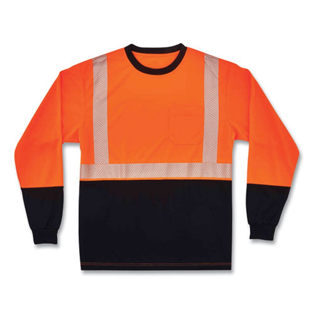 ergodyne GloWear 8281BK Polyester 4X Large Orange Class 2 Long Sleeve Shirt with Black Bottom