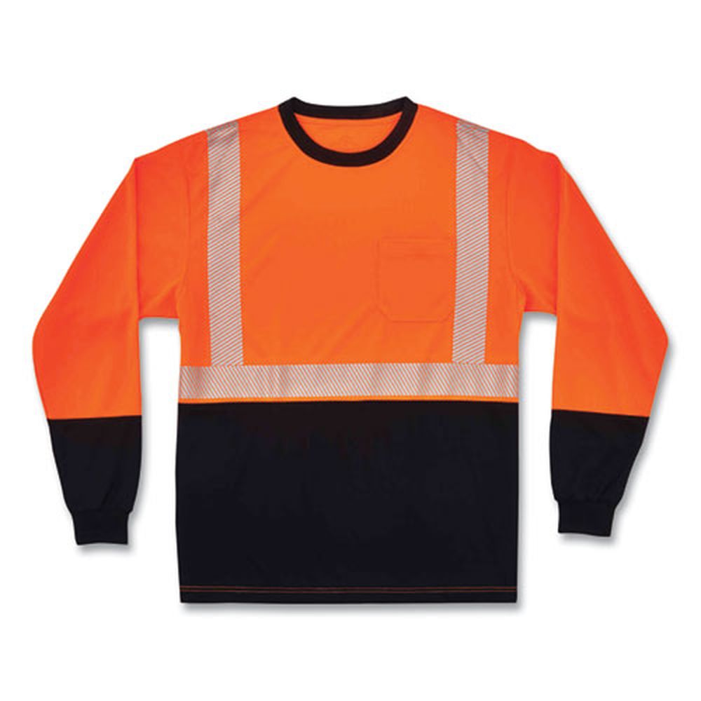 ergodyne GloWear 8281BK Polyester 5X Large Orange Class 2 Long Sleeve Shirt with Black Bottom