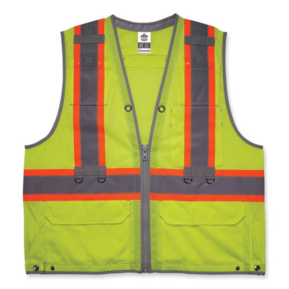 Ergodyne Glowear 8231tv Polyester Small And Medium Lime Class 2 Hi-vis Tool Tethering Safety Vest