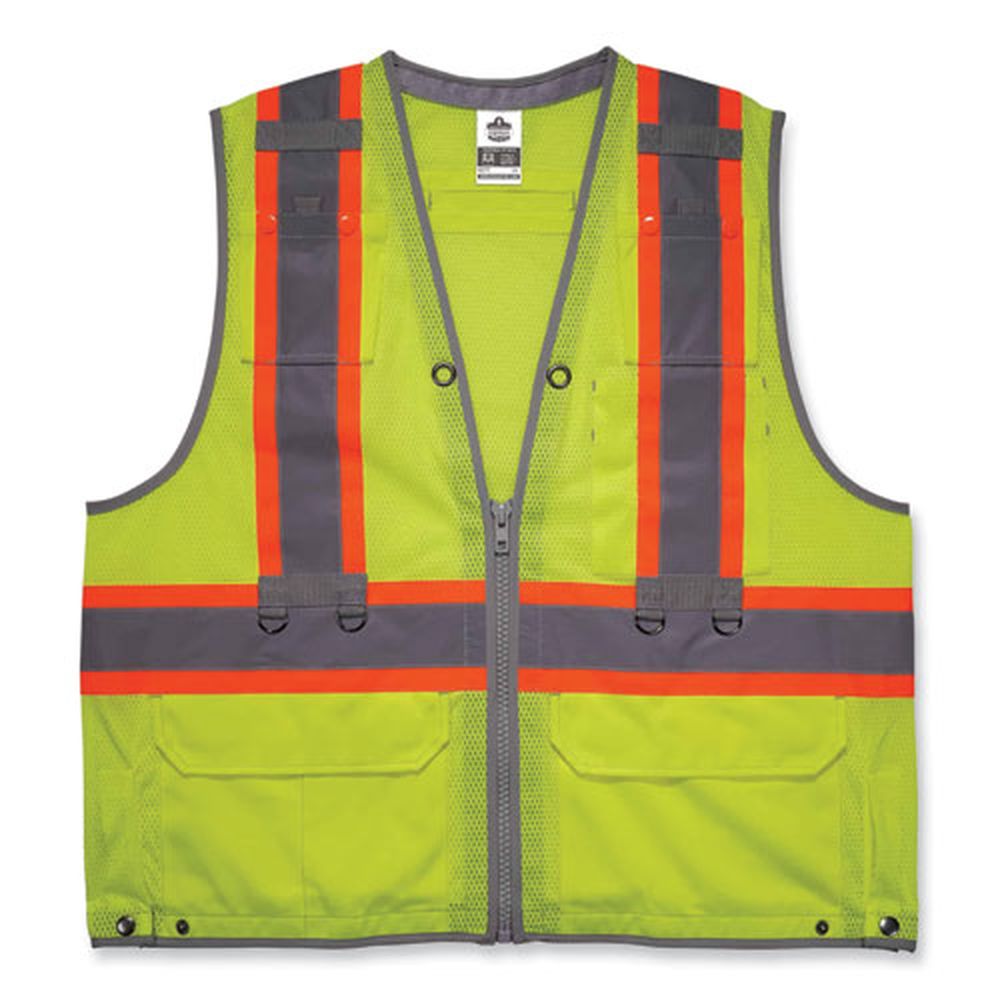 Ergodyne Glowear 8231tv Polyester Large And Extra Large Lime Class 2 Hi-vis Tool Tethering Safety Vest