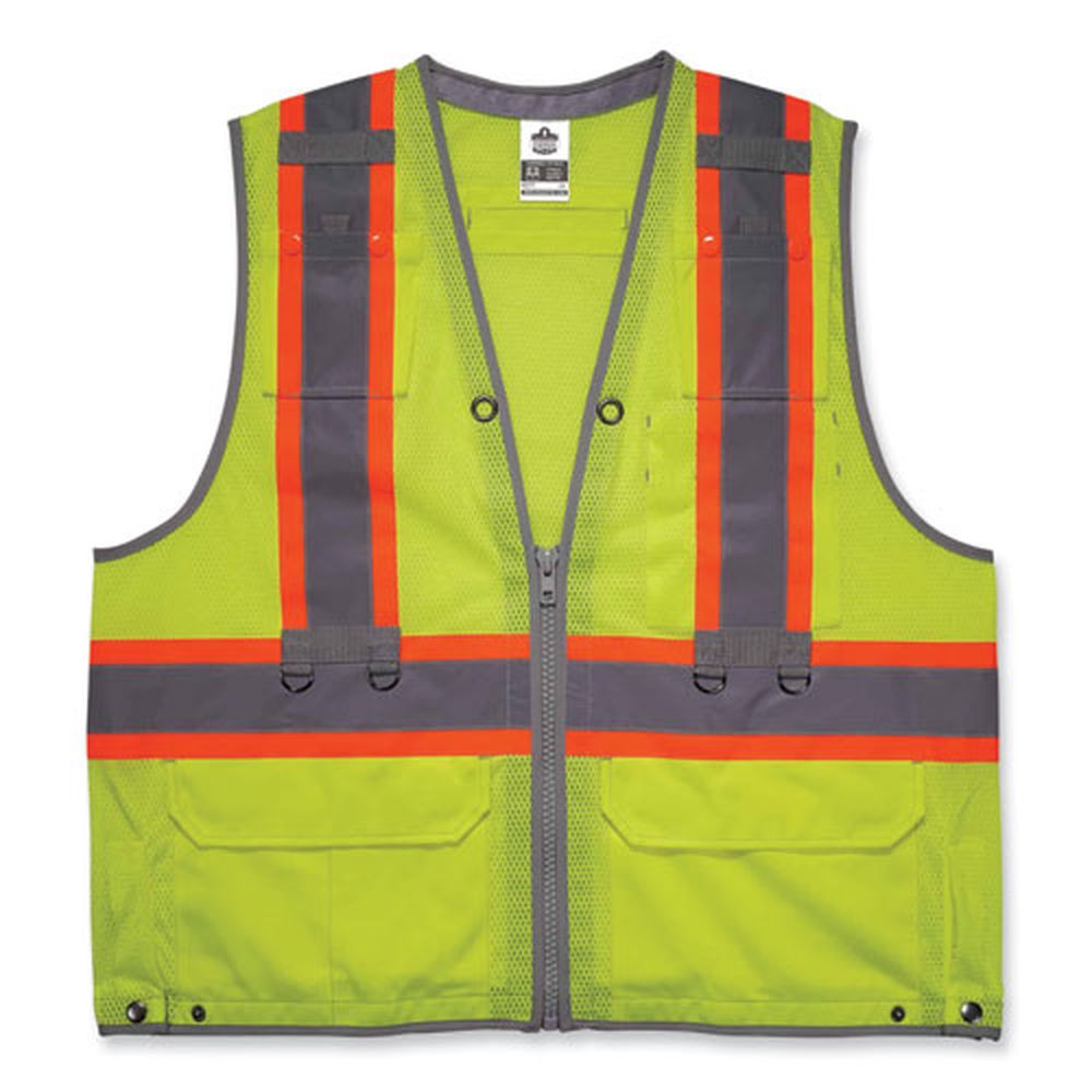 Ergodyne Glowear 8231tv Polyester 2x Large And 3x Large Lime Class 2 Hi-vis Tool Tethering Safety Vest