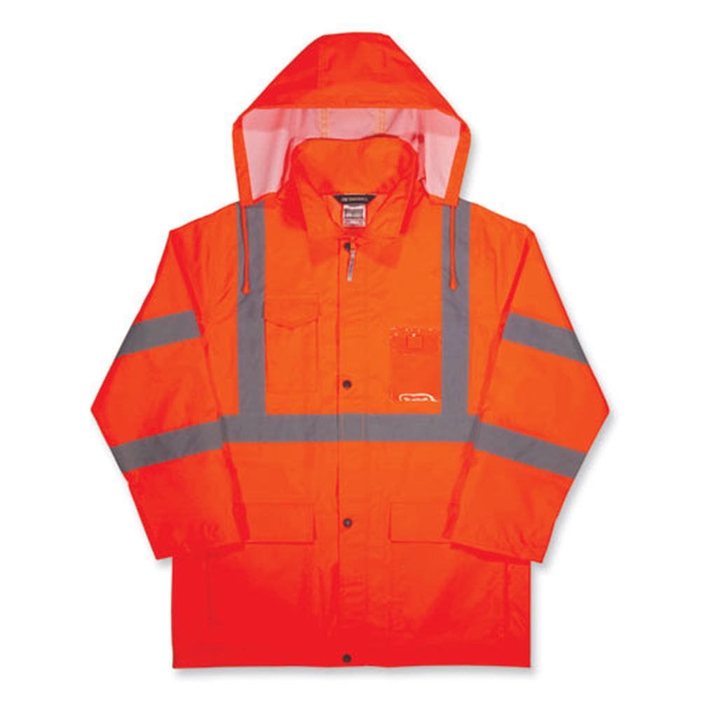 Ergodyne Glowear 8366 Polyester Small Orange Class 3 Lightweight Hi-vis Rain Jacket