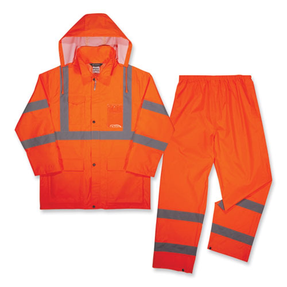 ergodyne GloWear 8376K 2X Large Orange Lightweight HV Rain Suit