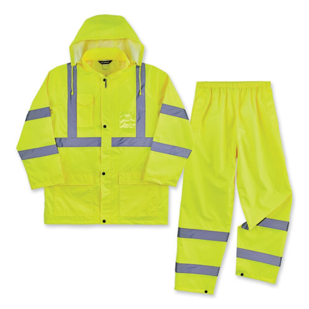 ergodyne GloWear 8376K 2X Large Lime Lightweight HV Rain Suit